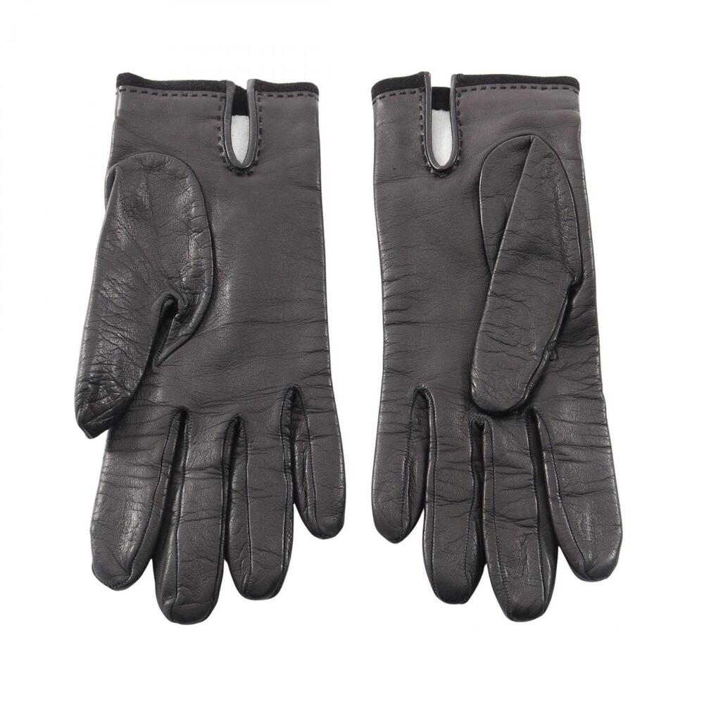 Hermes Medor Leather Gloves for Women, GP (Gold Plated), Black/Gold Tone - Picture 2 of 8